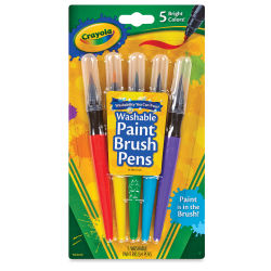 Crayola No Drip Washable Paint Brush Pens - Front of 5 pc blister package showing pens