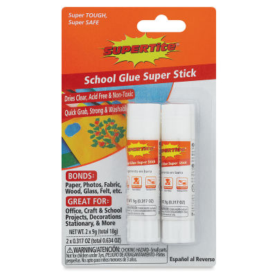 Supertite School Glue Super Sticks, Pkg of 2, 0.32 oz, Front Of Package