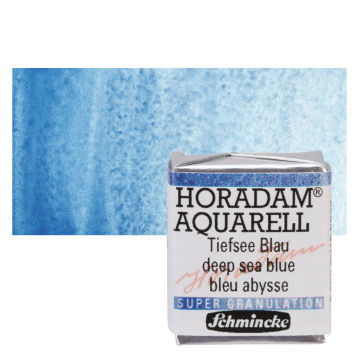 Schmincke Horadam Aquarell Artist Watercolor - Deep Sea Blue, Supergranulation, Half Pan with Swatch