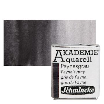 Open in modal - Schmincke Akademie Aquarell Watercolor Pan - Payne's Grey, Half Pan and swatch