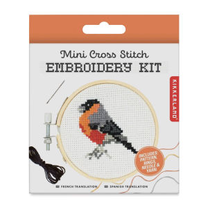 Kikkerland Mini Cross Stitch Embroidery Kit - Bird (Front of packaging)