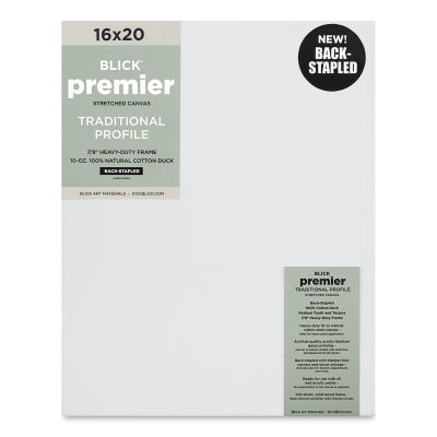 Blick Premier Stretched Cotton Canvas - Traditional Profile, Back-Stapled, 16" x 20" (front)