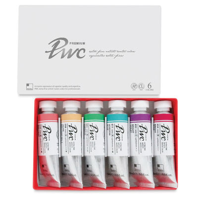 PWC Extra Fine Professional Watercolor - Tint B, Set of 6, Assorted Colors,15 ml, Tubes