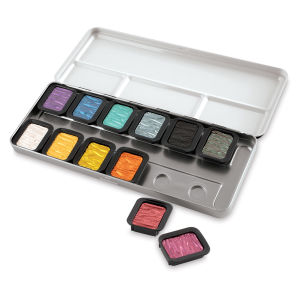 Finetec Artist Mica Watercolor - Pearlescent Set of 12. In package, two pans out of package.