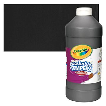 Open in modal - Crayola Artista II Liquid Washable Tempera - Black, 32 oz bottle and swatch