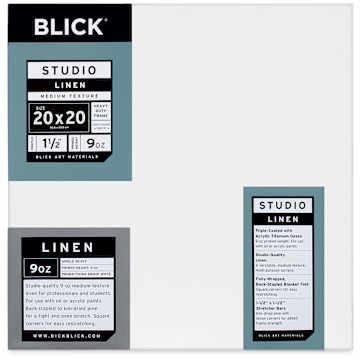 Open in modal - Blick Studio Linen Stretched Canvas - 20" x 20", Gallery 1-1/2" Profile