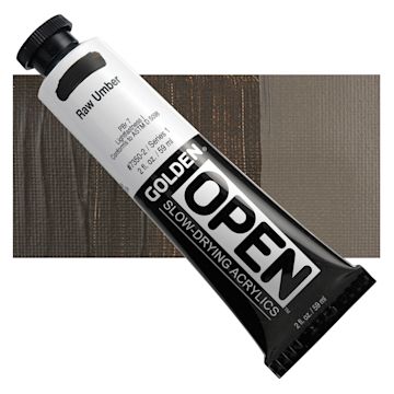 Open in modal - Golden Open Acrylic - Raw Umber, 2 oz Tube and swatch