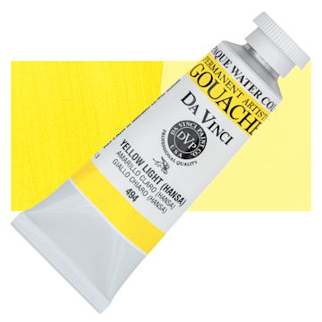 Open in modal - Da Vinci Professional Gouache - Yellow Light (Hansa), 37 ml tube and swatch