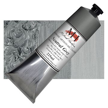 Open in modal - Michael Harding Artists Oil Paint - Neutral Grey, 225 ml tube and swatch