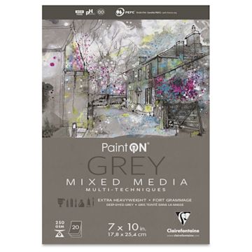 Open in modal - Clairefontaine PaintOn Mixed Media Pad - Grey, 7" x 10", 20 Sheets