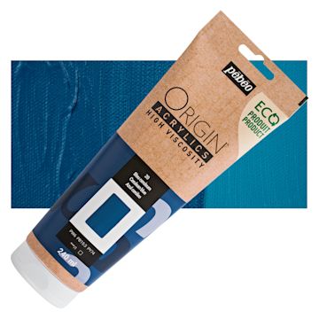 Open in modal - Pebeo Origin Acrylic Paint - Cerulean Blue, 240 ml tube and swatch