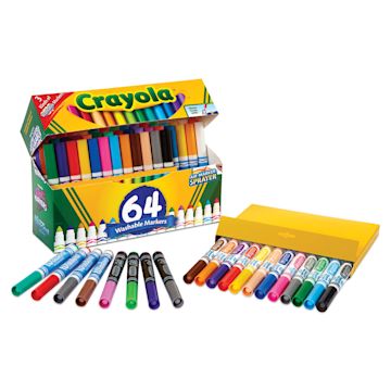Open in modal - Crayola Washable Broad Line Markers - Set of 64, markers laid out