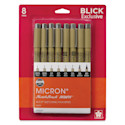 Sakura Pigma Micron Pens - Blick Exclusive! Sketching Favorites Set of 8, Black, Assorted Sizes