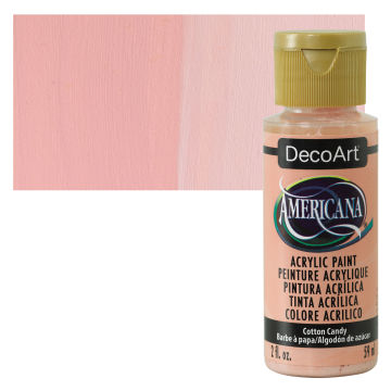 DecoArt Americana Acrylic Paint - Cotton Candy, 2 oz, Swatch with bottle