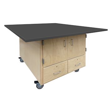 Open in modal - Hann Mobile Workstation - 2-Door, Black Laminate Top with 2-Drawers