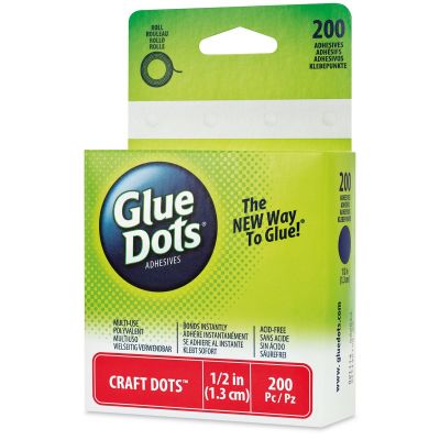 Glue Dots Craft Glue Dots - 1/2", Pkg of 200 (front of box)