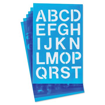 Open in modal - Westcott BetterLetter Plastic Letter Stencils - 3/4" & 1", Capital and Lower Case, Helvetica (out of packaging)