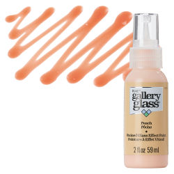 Gallery Glass Paint - Peach, 2 oz swatch with bottle