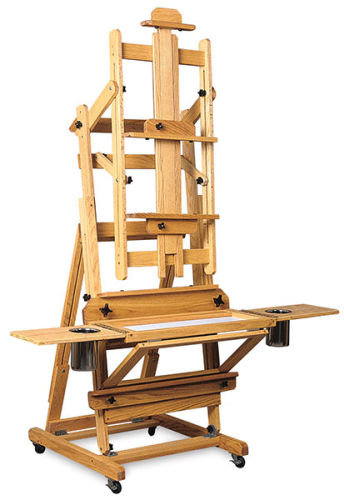 U.S. Art Supply Wooden H-Frame Studio Easel with Artist Storage Drawer, 75 Mast