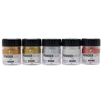 Open in modal - ShinHan Professional Metallic Powder Set - 15 g, Assorted, Set of 5, Jars, front of jars