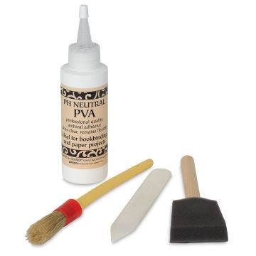 Books By Hand PVA Glue Adhesive Kit - Assorted components of kit shown