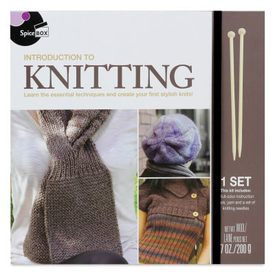 SpiceBox Introduction to Knitting Kit (Front of package)