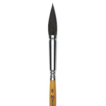 Open in modal - Escoda Squirrel Hair Ceramic Brush - Full Body Oval, Size 8 (Close-up of brush)