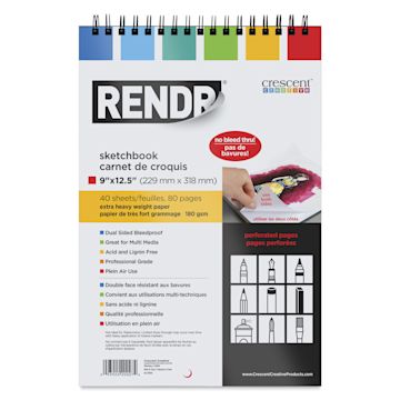 Open in modal - Crescent Rendr Wirebound Sketchbook - 9" x 12-1/2", front cover