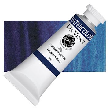 Open in modal - Da Vinci Artists Permanent Watercolor - Prussian Blue, 37 ml tube and swatch