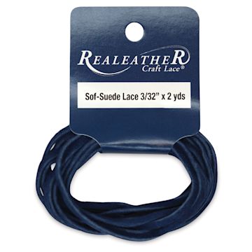 Open in modal - Realeather Suede Lace - Hang tag and length of Cadet Blue cord shown