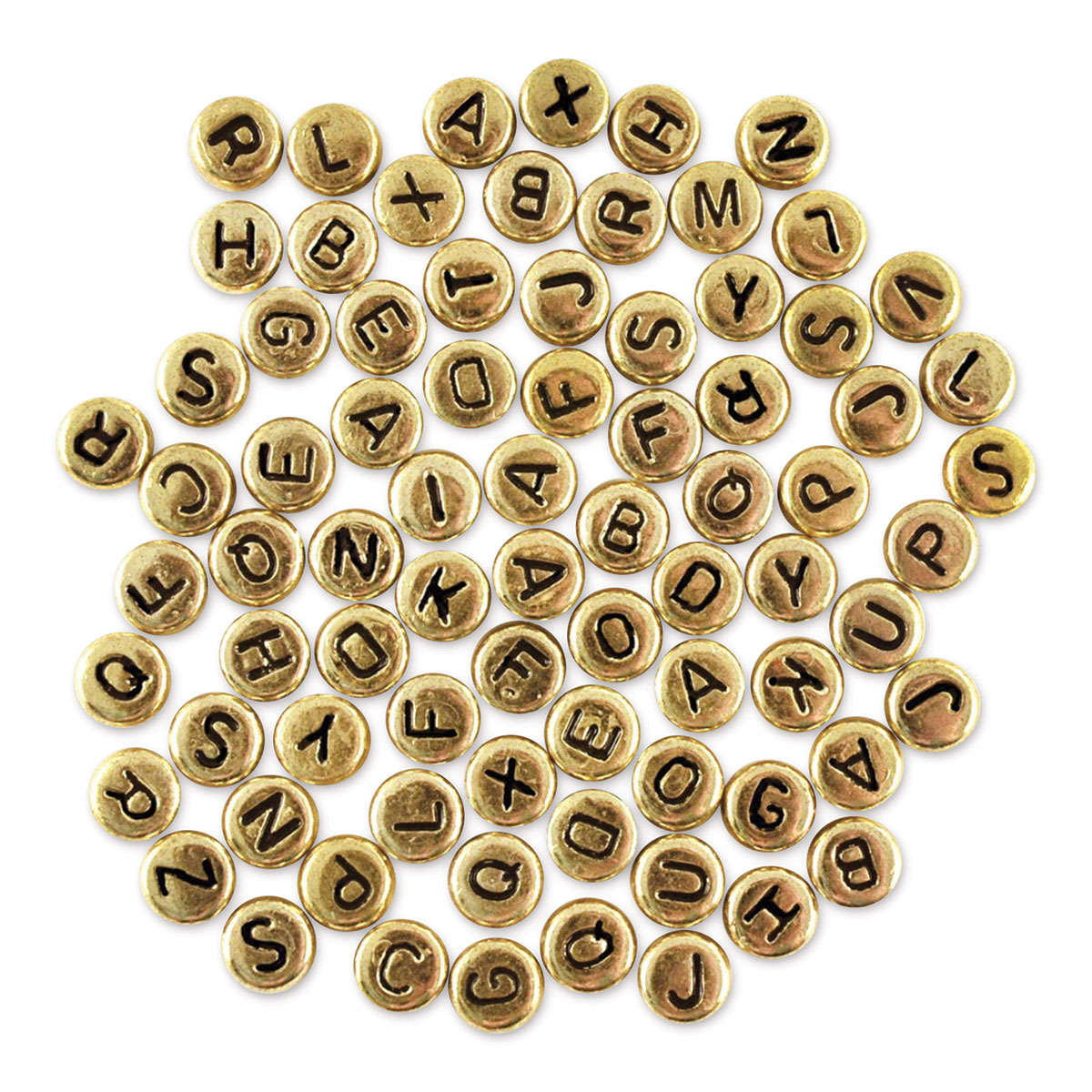 Craft Medley Alphabet Beads - White with Black Letters, Package of