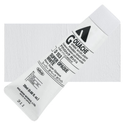 Holbein Acryla Gouache - Super Opaque White, 20 ml tube with swatch