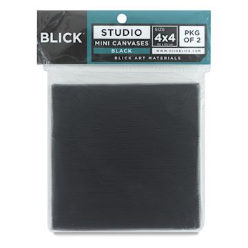 Open in modal - Blick Studio Mini Cotton Canvas - 4'' x 4'', Black, Pkg of 2 front of package