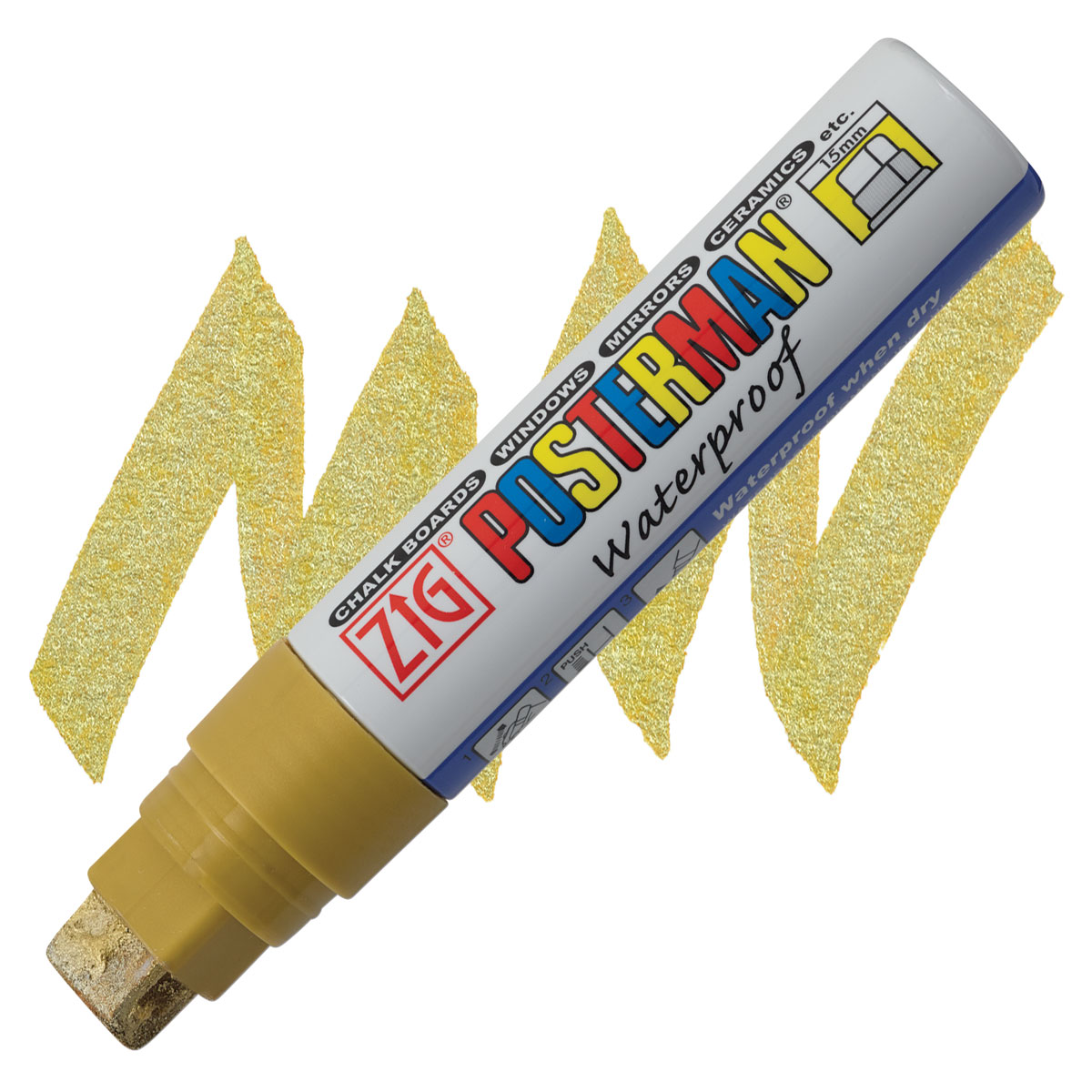 Zig Posterman Waterproof Broad 15mm Tip 5 Color Marker Kit for White  Surfaces