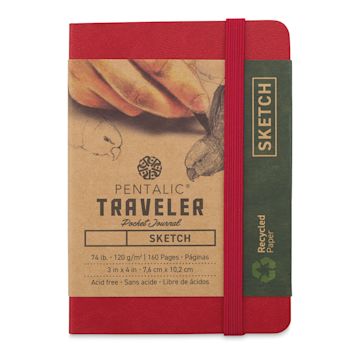 Open in modal - Pentalic Recycled Traveler's Sketchbook - 4-1/8'' x 2-7/8'', Red