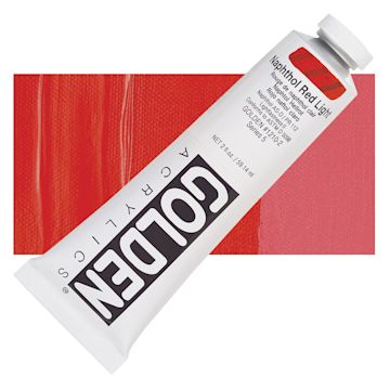 Open in modal - Golden Heavy Body Artist Acrylic - Naphthol Red Light, 2 oz Tube and swatch
