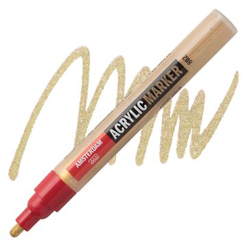 Open in modal - Amsterdam Acrylic Marker - Light Gold, 4 mm marker and swatch