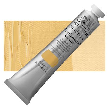 Open in modal - Winsor & Newton Professional Acrylic Paint - Naples Yellow, 200 ml tube and swatch