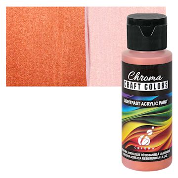 Open in modal - Chroma Craft Colors Acrylic Paint - Metallic Brass Tacks, swatch and bottle