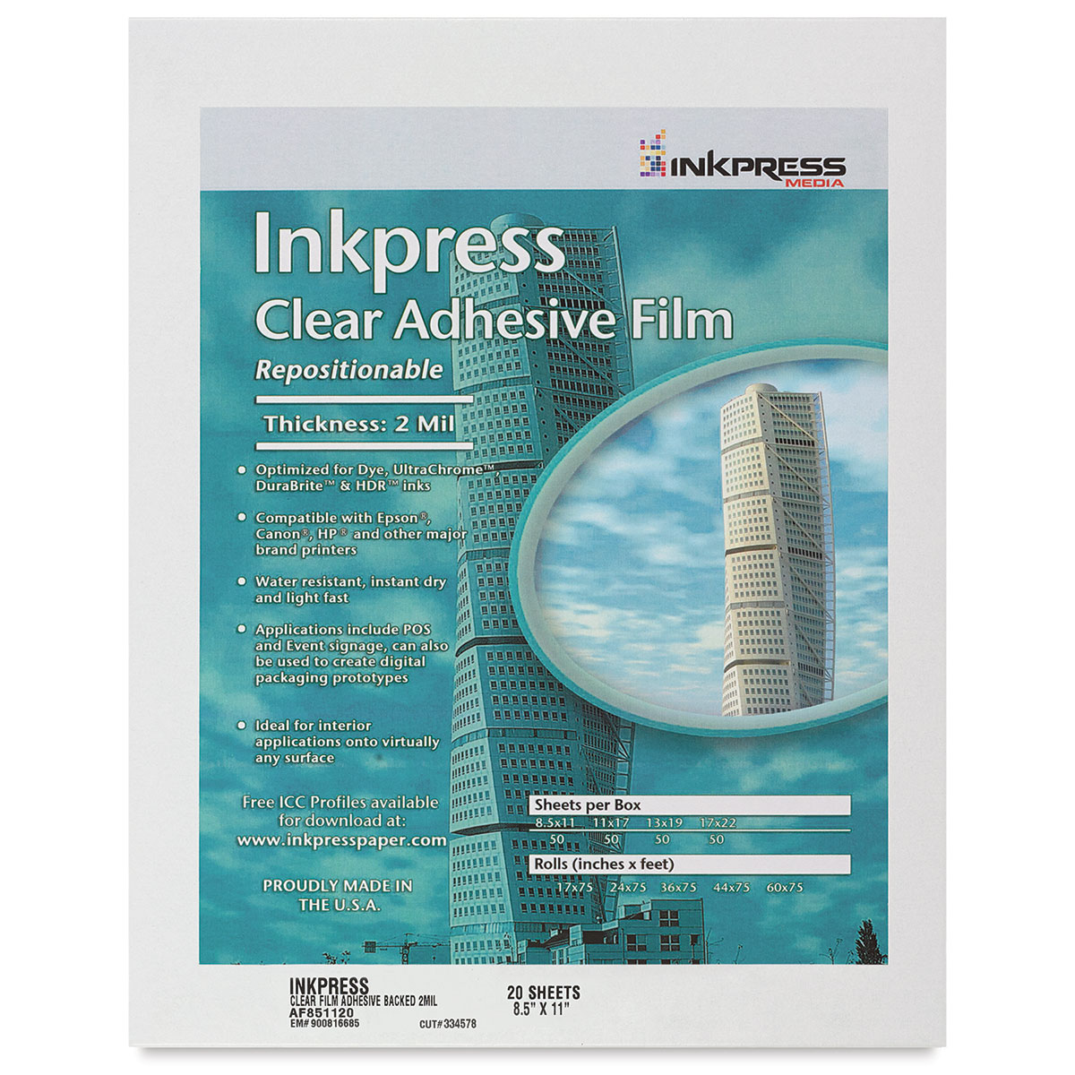 Inkpress Adhesive Clear Inkjet Film - 8-1/2" X 11", 20 Sheets | BLICK ...