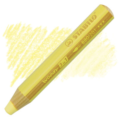 Stabilo Woody 3 in 1 Pencil - Pastel Yellow swatch and pencil