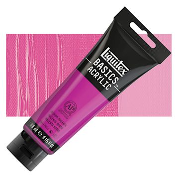 Open in modal - Liquitex Basics Acrylic Paint - Medium Magenta, 4 oz tube and swatch
