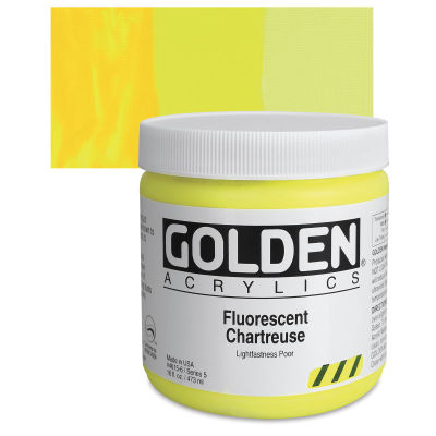 Golden Heavy Body Artist Acrylics - Fluorescent Chartreuse, 16 oz jar