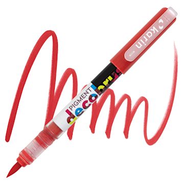 Open in modal - Karin Pigment Decobrush Marker - Red marker and swatch