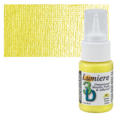 Jacquard Lumiere 3D Dimensional Metallic Paint and Adhesive - Lemon, 1 oz bottle