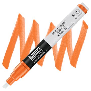 Open in modal - Liquitex Paint Marker - Fluorescent Orange, 2mm Tip marker and swatch