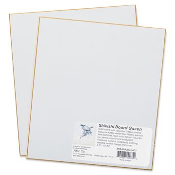 Open in modal - Aitoh Gasen Paper Shikishi Boards - 9-1/2" x 10-3/4", Pkg of 2, board with packaging label
