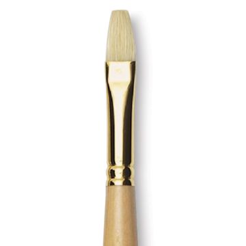 Open in modal - Raphaël D'Artigny Interlocked White Bristle Brush - Flat, Long Handle, Size 8