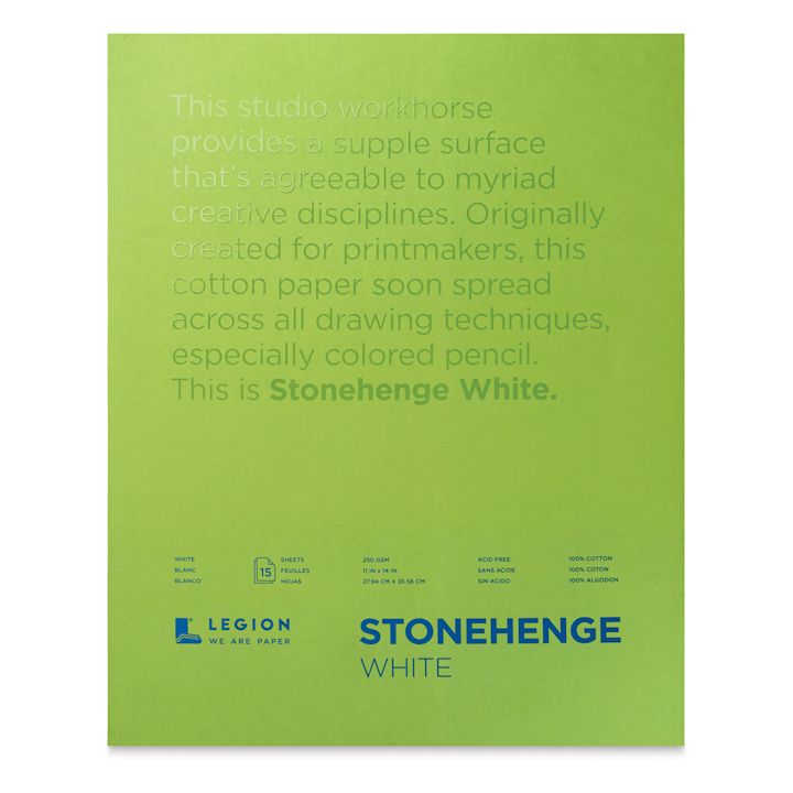 Legion Stonehenge Drawing Paper Pad 11" x 14", White, 15 Sheets
