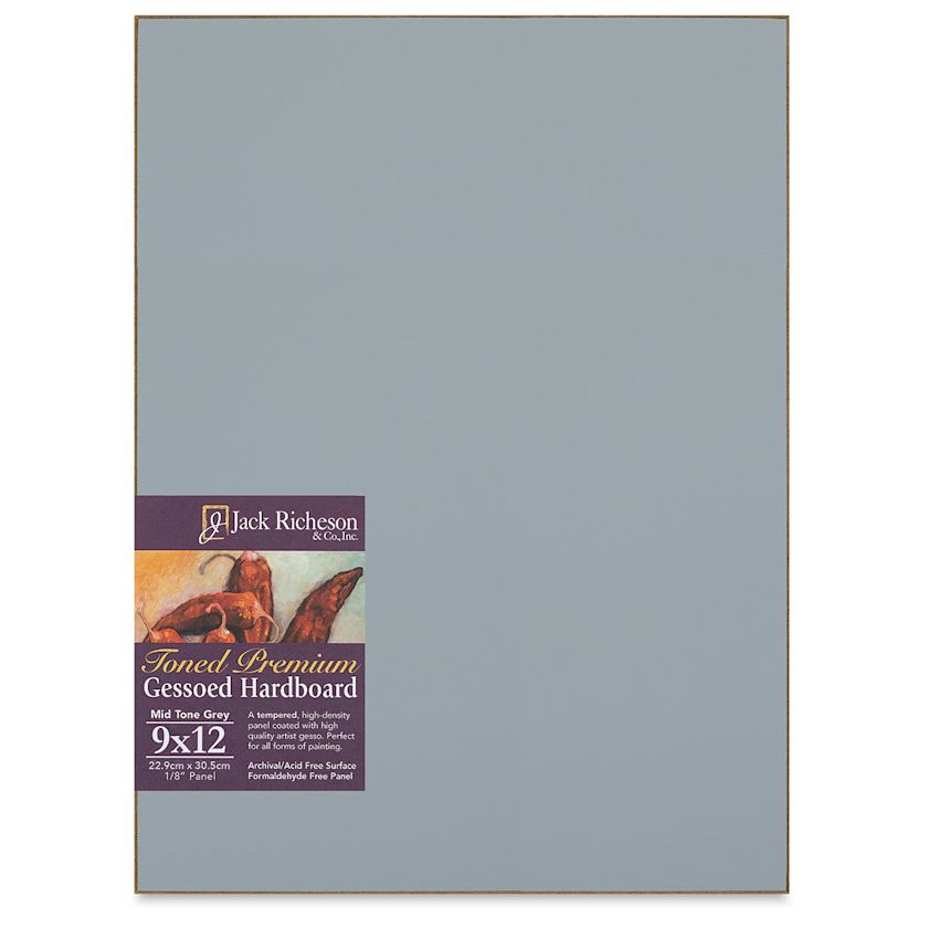 Richeson Toned Gesso Hardboard Panel 9" x 12", MidTone Grey BLICK Art Materials